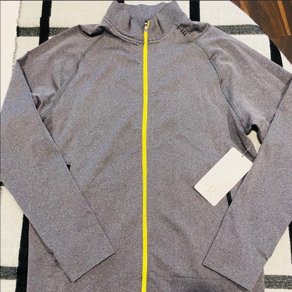 🎉HP🎉 NWT! Lululemon Men’s Pulse Athletic Jacket Gray Black Yellow Large - Picture 3 of 8